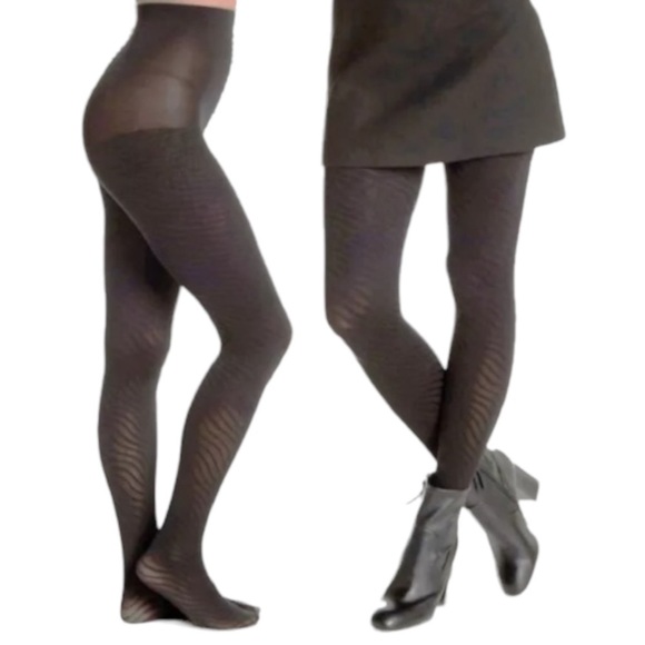 Natori Patterned Tights / Pantyhose Small / Medium Dark Black Comfy Warm Durable - Picture 1 of 10